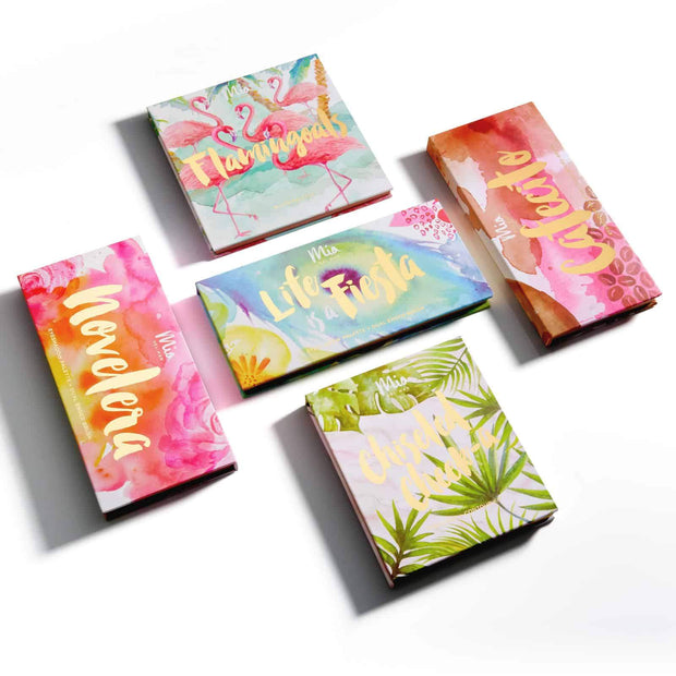 MIA Glow Makeup Essentials INCLUDE Contour kit, flamingoals blush palette, and option of 1 eyeshadow palette (cafecito, life is a fiesta, novelera) Total 3 Palettes